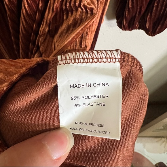 Simpler Rust Velvet Wrap Tie Dress- Size Large - Picture 7 of 7